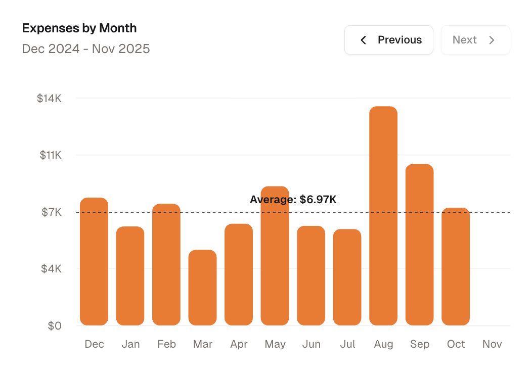 expenses by month light